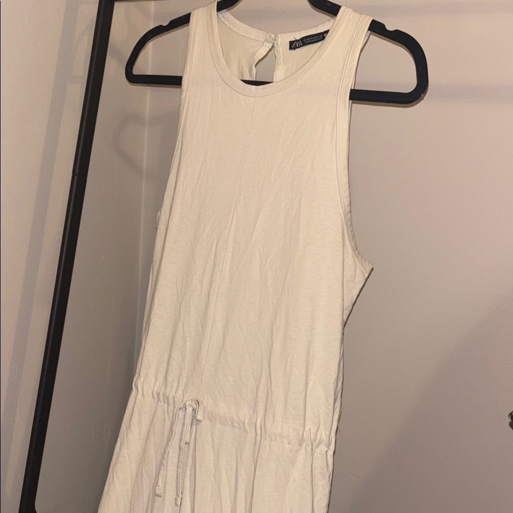 White Sleeveless long Romper